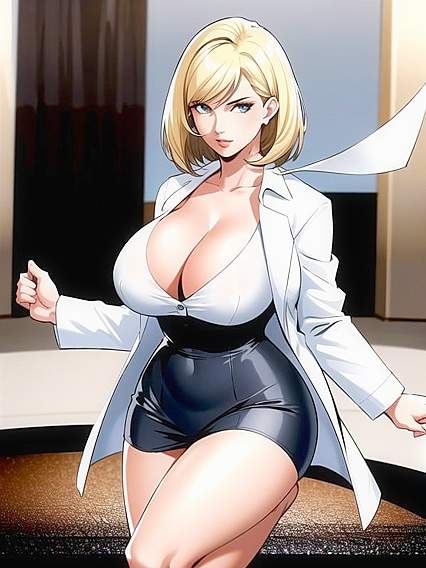 Blonde in Trench Coat Seduces Under the Moonlight in Steamy Hentai AI Image