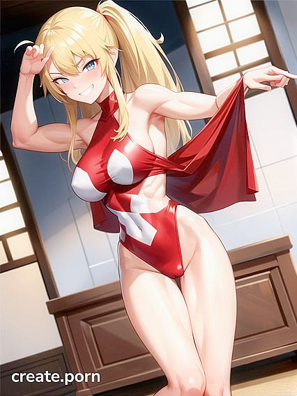 Muscular Blonde Tempts You in Mischievous Hentai AI Image