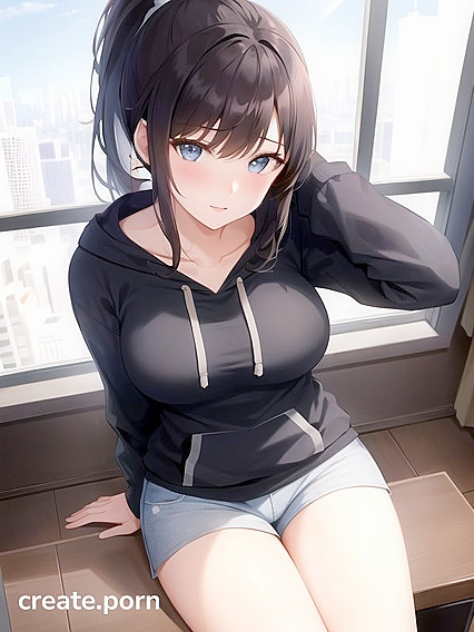 Brunette with Pale Skin and Perfect Medium Breasts in Seductive Hentai AI Image