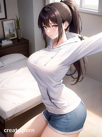 Cotton Shorts seduce as she stands alone in tantalizing Hentai AI Image