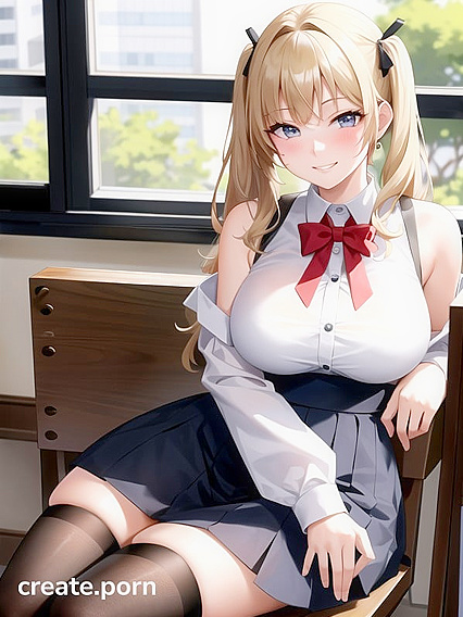 Pale-Skinned Girl 18+ with Off-Shoulder Top and Pigtails in Steamy Hentai AI Image