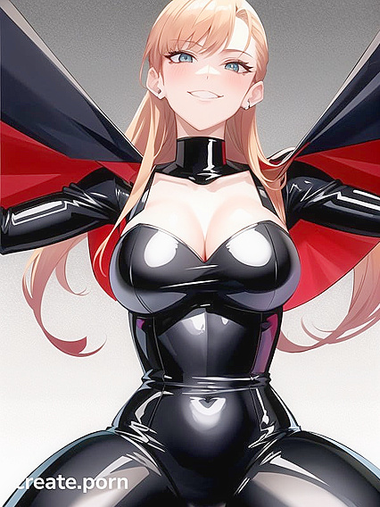 Mischievous Babe in Latex Shows Off HerLarge Ass in Hentai AI Image
