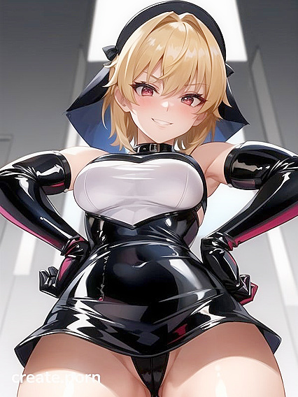 Blonde with Rounded Breasts Wearing Latex Gloves for Steamy Hentai AI Image