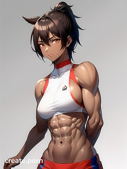 Muscular Beauty with Large Ass in Dark Brown Glory forSTEAMY Hentai AI Image