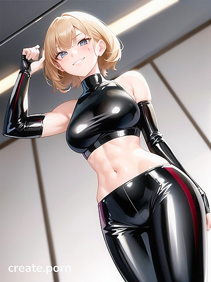 Muscular Blonde With Rounded Breasts Takes On Intense Hentai AI Image