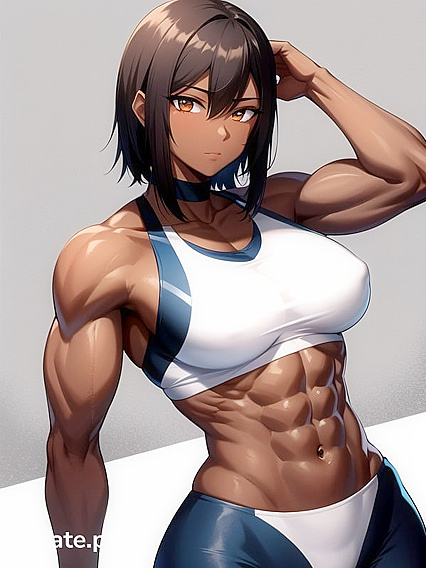 Muscular Stud with Big-Ass and Dark Brown Skin in Steamy Hentai AI Image