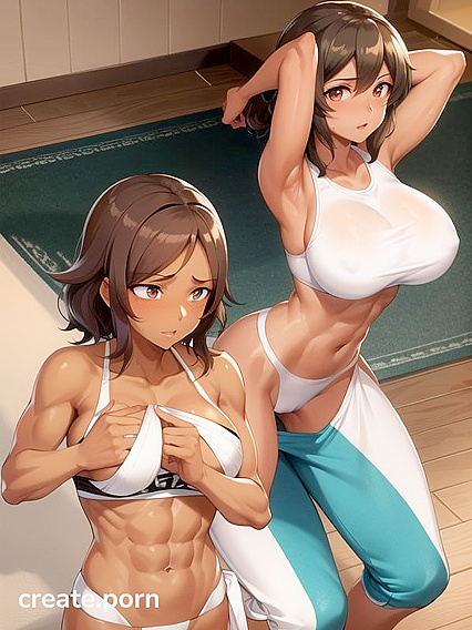 Muscular Stud Shaves Her Embarrassed Pussy in Horny Hentai AI Image