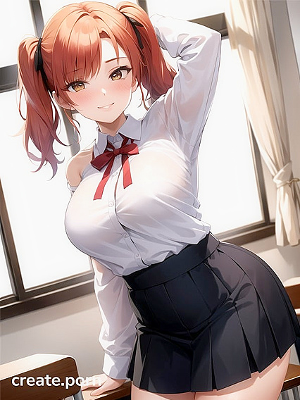 Pale-Skinned Beauty in Off-Shoulder Outfit for Steamy Hentai Pleasure