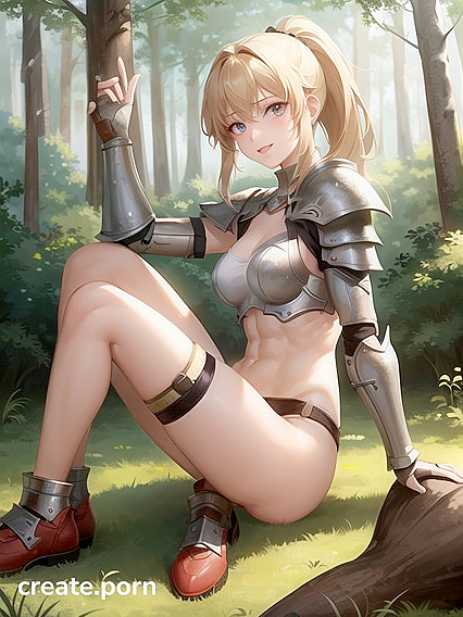 Armored Warrior Rides Her Medium-Assed Fantasy in Solo Hentai AI Image
