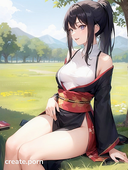 Sexy 18-Year-Old with Black Hair andMedium Ass in Seductive Hentai AI Image