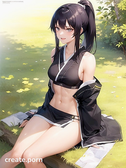Fit Noon Gets Wild in the Meadow for Sizzling Hentai AI Image