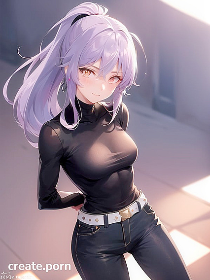 Office Pant Temptation - Ponytailed Beauty Stands for Intense Hentai Pleasure