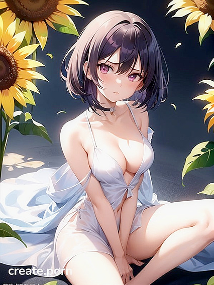 Topless Beauty in Silky Dress Tempts You in Seductive Hentai AI Image