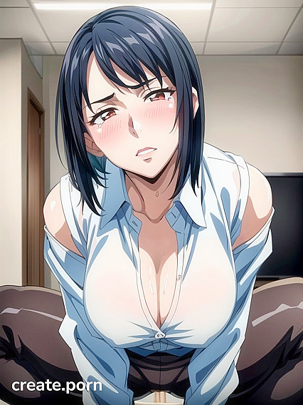 Office Seduction - Thick Beauty Unbuttons for naughty Hentai Pleasure