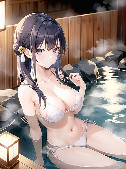 Relaxing Onsen Adventures Turn Steamy in Seductive Hentai AI Image