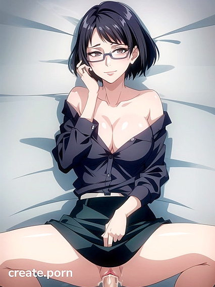 Bobcut Beauty Shows off Her Medium Ass in Seductive Off-Shoulder Hentai AI Image