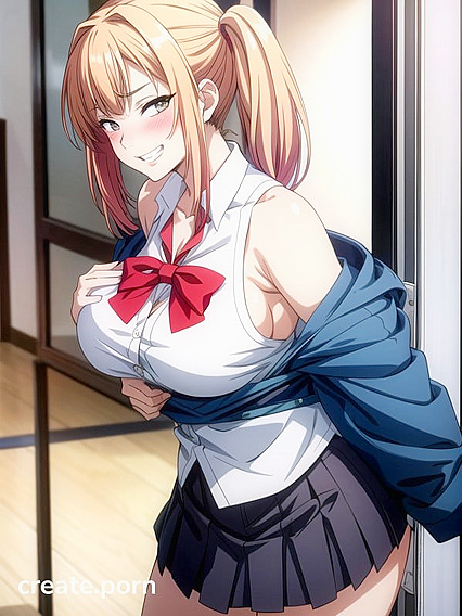 Pale-Skinned Beauty in Off-Shoulder Outfit Takes Center Stage in Hentai Ecstasy