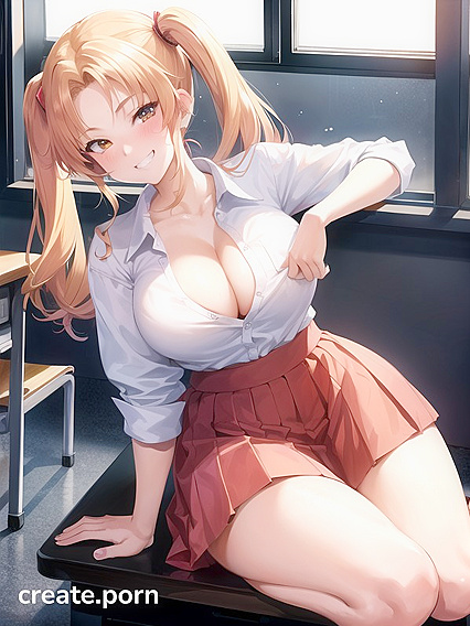 Big-Assed Student in School Uniform Takes On Thick Cock in Hentai AI Image