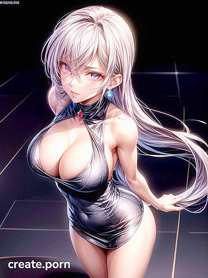 Glasses and Silk Dress Cleavage in Steamy Hentai AI Image