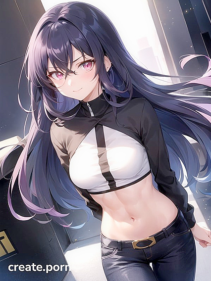 City hentai adventure with black-haired beauty in blouse