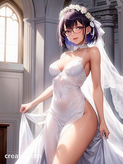 Busty Bobcut Beauty in a Sultry Hentai Pose