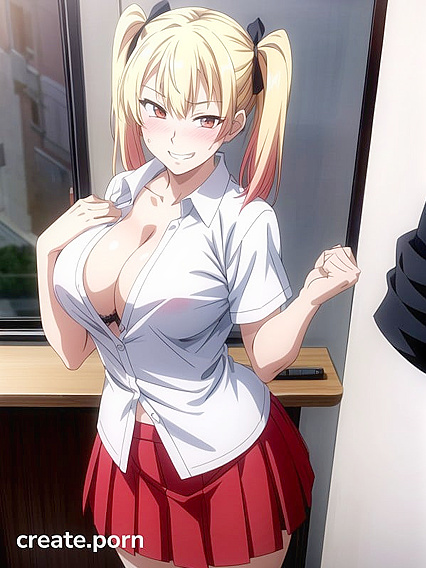 Blonde with Pigtails Unbuttons Her Way to Ecstatic Hentai Pleasure