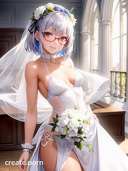 Cute Bride in Wedding Dress Enjoying Naughty Noon Hentai Pleasure