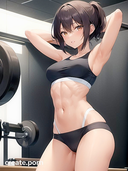 Cute Girl 18+ in Sport Bra Enjoying Sexy Hentai AI Image