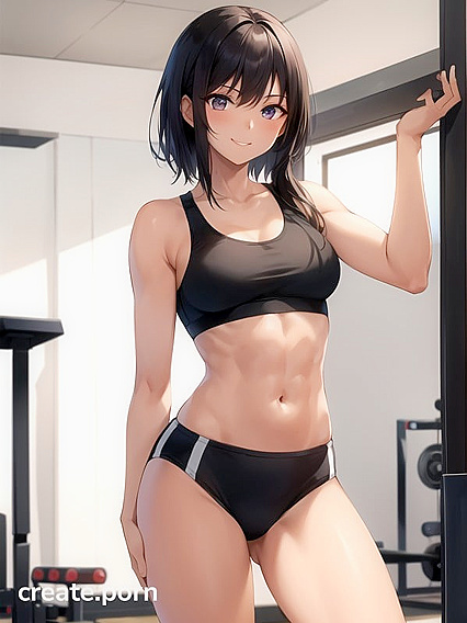 Happy Girl 18+ with Small Breasts Shows Off Her Sexy Tan Lines in Hentai AI Image
