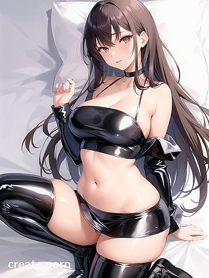 18-Year-Old in Seductive Leather costume Reaches Intense Hentai Orgasms