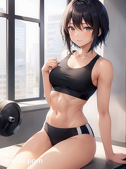 Tan Line Temptation - Sporty Babe in Busty Sport Bra Seduction Hentai