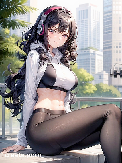 Rounded Ass in Tight Leggings - A Seductive Black-Haired Hentai Fantasy