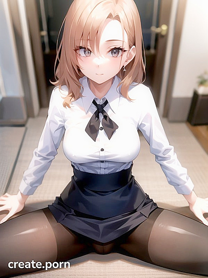 Skinny Teacher Shows Off Her Flexibility with Seductive Splits in Hentai AI Image