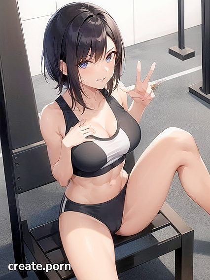 Fit Gym Chick with Small Breasts Enjoys Intense Hentai AI Image