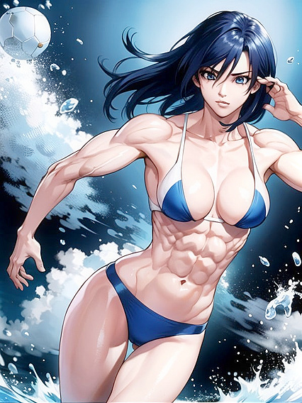 Muscular Blue-Skinned Warrior Dominates in Intense Manga Hentai AI Image