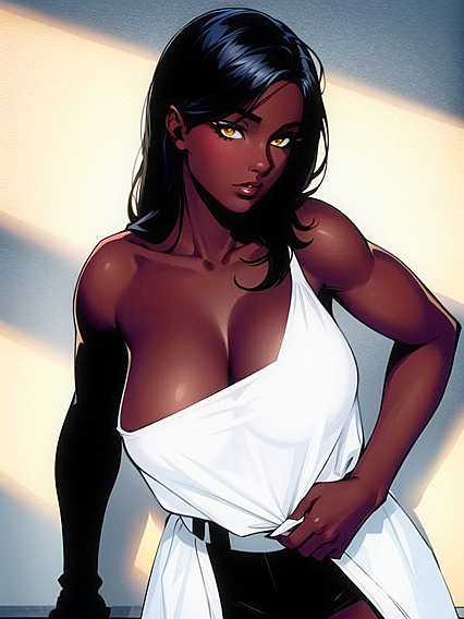 Dark Brown Skinned Beauty Takes Center Stage inSTEAMY Comic Style Hentai AI Image