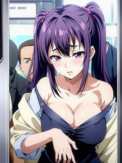 Pigtails and Cleavage - Intense Image in Hentai AI Porno