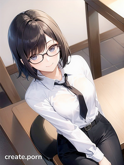 Office Seduction - Glasses-Wearing Babe Stands for Intense Hentai Pleasure