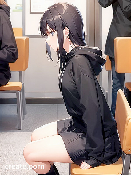 Hooded Girl 18+ Sitting Down for Seductive Long-Length Hentai Pleasure