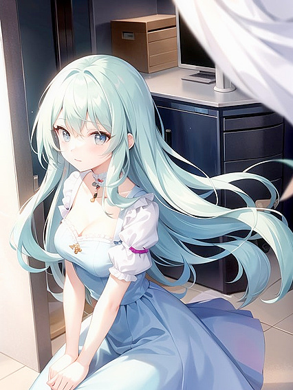 Pale-Skinned Beauty in Pastel-Colored Hentai AI Image