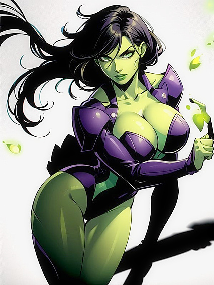Exploring Green-Skinned Seduction in Steamy Comic Hentai AI Image