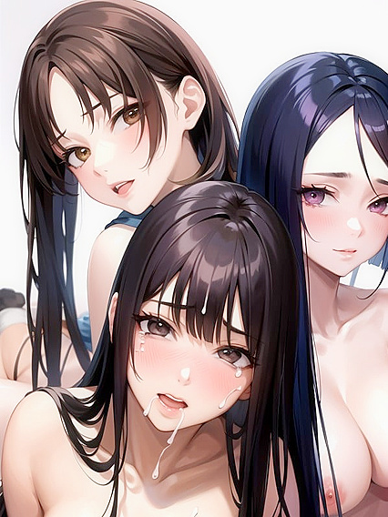 Naked Brown-Haired Beauty Enjoying Intense Hentai Orgasms