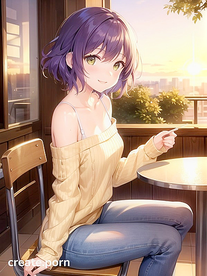 Vibrant Purple and Green Colors Enhance Sunset-Themed Hentai Pleasure
