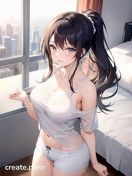Thick Waist and Medium-Ass Action in Cotton Shorts Hentai Fantasies