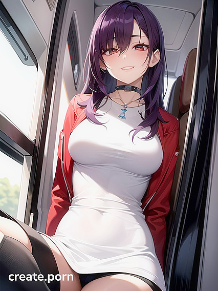Sitting Down in Seductive Mischievousness with a Choker for Ultimate Hentai Pleasure