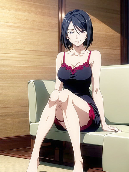 Black-Haired Beauty Shows Off Her Perfect Feet in Seductive Hentai AI Image