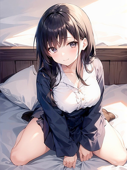 Sunny Wears Her School Uniform and Seductively Gazes at You in This Hentai AI Image