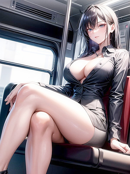 Office Lady's Legs Crossed in Pantyhose for Seductive Hentai AI Image