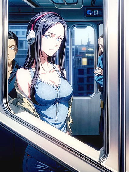 Wearing Headphones and a Sport Bra for Late-Night Hentai Pleasure