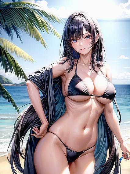 Beach Bikini Bliss - Seductive Wallpapers Turned into Steamy Hentai AI Image
